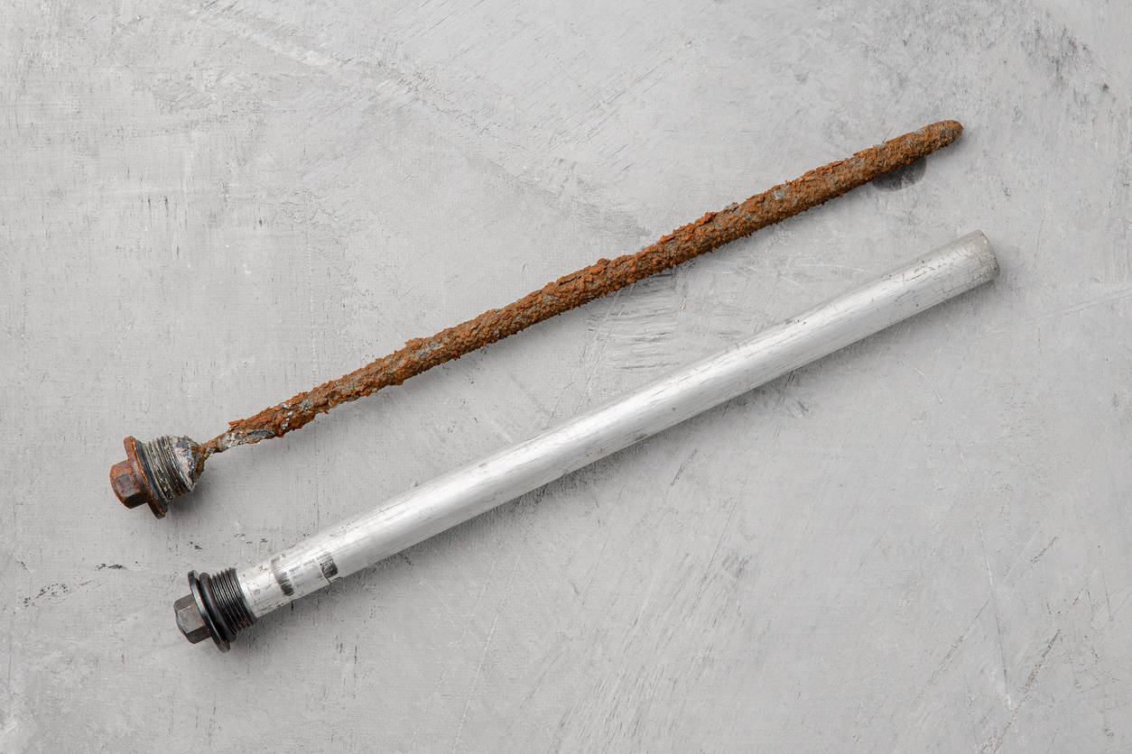 Anode rod inside a water heater