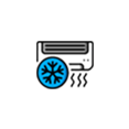 Air conditioning icon with plumbing and heating services