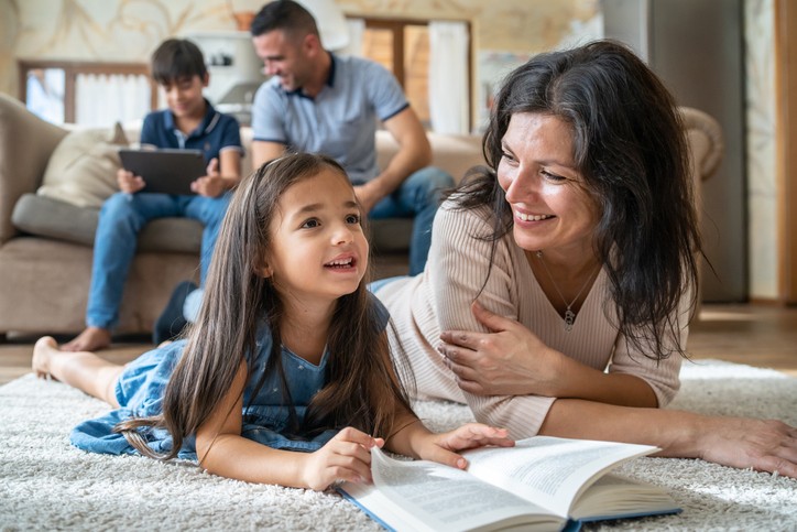 family enjoying time together in the living room